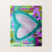 シルバーハートターコイズの輪郭グラフティウォール – ジグソーパズル (縦)