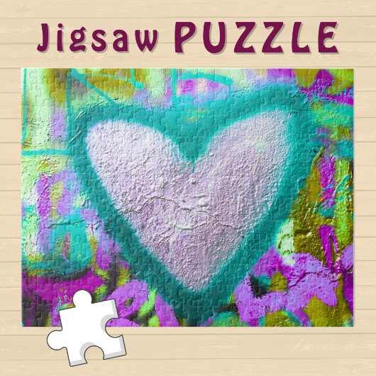 シルバーハートターコイズの輪郭グラフティウォール – ジグソーパズル