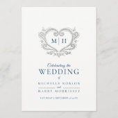 シルバーハートダークブルーとホワイトウェディングプログラム プログラム (正面)