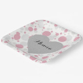 シルバーハートピンクブライダルシャワー水玉模様パーティー ペーパープレート (傾斜あり)