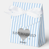 シルバーハートブルーとホワイトのシャワーパーティー フェイバーボックス (正面)