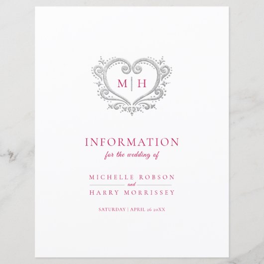 シルバーハート結婚モノグラムのゲスト情報 (正面)