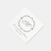 シルバーハート結婚モノグラーのナプキン スタンダードカクテルナプキン (角)