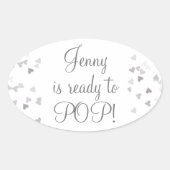 シルバーハート赤んポップ・アートの坊シャワー好き 楕円形シール (正面)