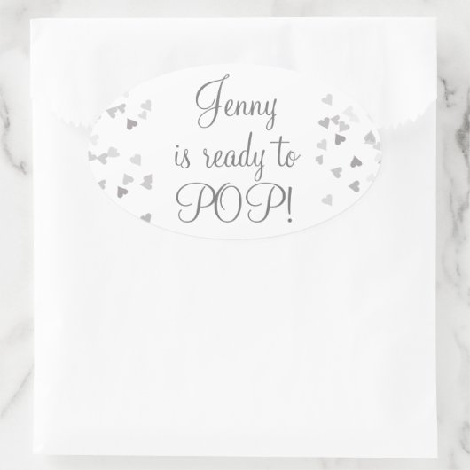 シルバーハート赤んポップ・アートの坊シャワー好き 楕円形シール (バッグ)