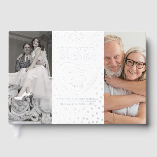 シルバーハート25結婚周年記念写真ブルー ゲストブック (正面)