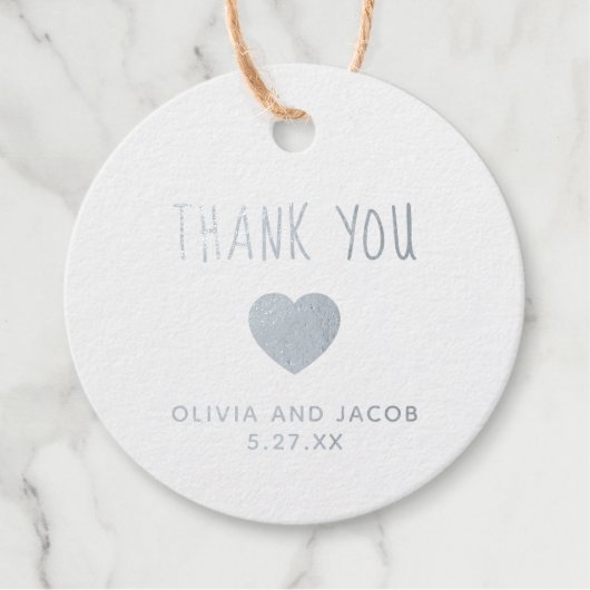 シルバーハート |シンプル結婚ありがとう フェイバータグ (正面)
