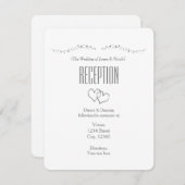 シルバーハート&スパークルウェディングレセプションカード 招待状 (正面/裏面)