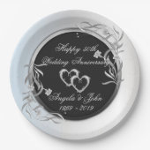 シルバーハート、フローラ結婚の記念日 ペーパープレート (正面)