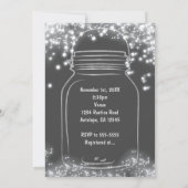 シルバーハート メイソンジャー & スパークル ライト 任意の色 招待状 (裏面)