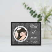 シルバーハーレキン丸枠写真卒業 招待状 (スタンド正面)