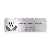 シルバーバイオレットスパークルズモノグラム差出人住所 ラベル (正面)