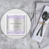 シルバーバイオレットパープルグリッターエレガントな結婚式 スタンダードカクテルナプキン