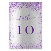 シルバーバイオレット結婚パープルのテーブル番号カード テーブルナンバー (正面)