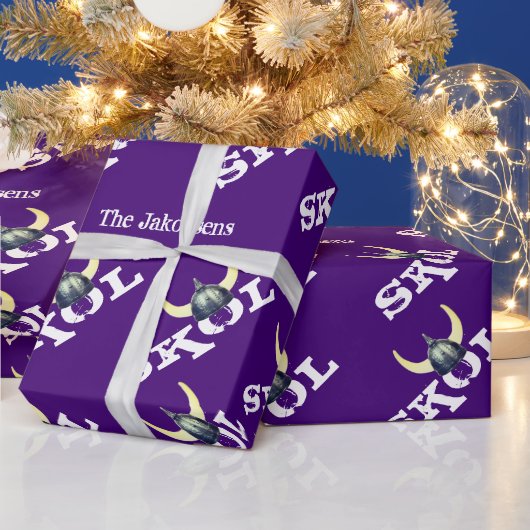 シルバーバイキングヘルメットスコルラッピング紙 ラッピングペーパー (クリスマス)