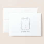 シルバーバウパーソナライズされたタイGroomsman提案 箔カード (封筒付き正面)