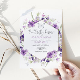 シルバーバタフライキスの赤ちゃんシャワー招待 招待状