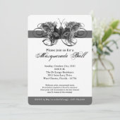 シルバーバタフライ仮装マスクの仮装ハロウィーン 招待状 (スタンド正面)