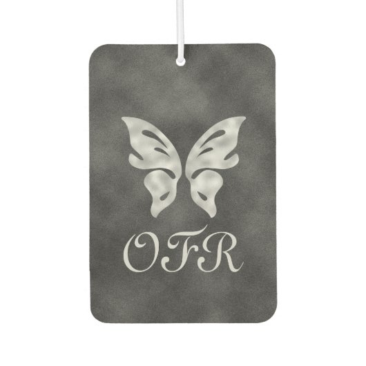 シルバーバタフライ&ベルベットパーソナライズされた カーエアーフレッシュナー (正面)