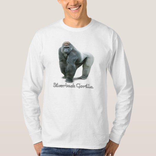 シルバーバックゴリラ ロングTシャツ Tシャツ (正面)