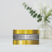 シルバーバナー |メタリックシルバー金ゴールド 名刺 (スタンド正面)