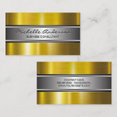 シルバーバナー |メタリックシルバー金ゴールド 名刺 (正面/裏面)