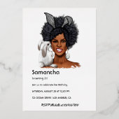 シルバーバニーアフロバースデーパーティー 箔招待状 (裏面)