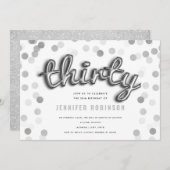 シルバーバモダンルーンズグリッターティティース誕生日 招待状 (正面/裏面)