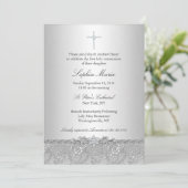 シルバーバラクロスバプテスマ/《キリスト教》洗礼式や命名式招待状 招待状 (スタンド正面)