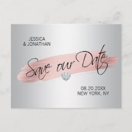 シルバーバラゴールド結婚フォイル救のOUR DATE 案内ポストカード