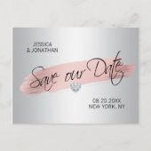 シルバーバラゴールド結婚フォイル救のOUR DATE 案内ポストカード (正面)