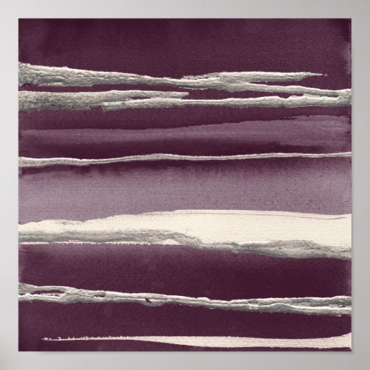 シルバーバラパープル抽象芸術プリント ポスター (正面)