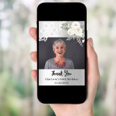 シルバーバラフローラ誕生日フォトサンキューカード 招待状