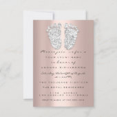 シルバーバラベビーシャワー足ボーイグリッターガール 招待状 (正面)