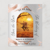 シルバーバラ写真QRウェディングは日付カードを保存 (正面)