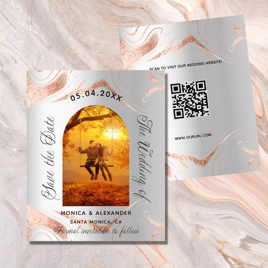 シルバーバラ写真QRウェディングは日付カードを保存