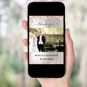 シルバーバラ結婚金ゴールドの写真サンキューカード 招待状