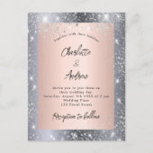 シルバーバラ金ゴールドエレガントな結婚式 インビテーションポストカード (正面)