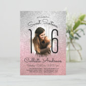 シルバーバラ金ゴールドグラデーショングリッターハローフォトスイート16 招待状 (スタンド正面)