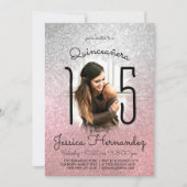 シルバーバラ金ゴールドグリッターグラデーションフォトキンセアニラ 招待状 (正面)