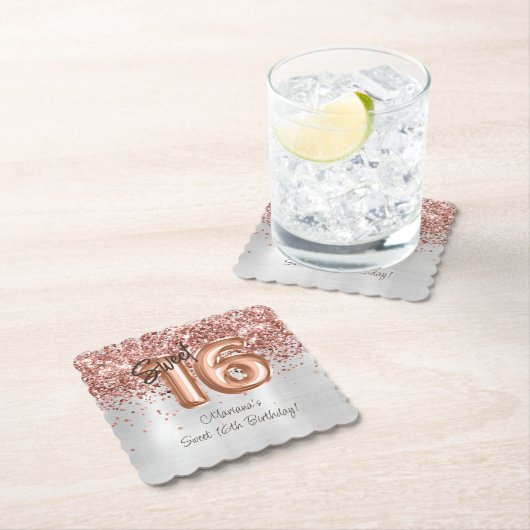 シルバーバラ金ゴールドスウィート16thバースデーパーティー ペーパーコースター (インサイチュ)