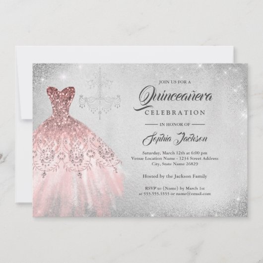 シルバーバラ金ゴールドダイヤモンドレースガウンキンセアニェラ 招待状 (正面)