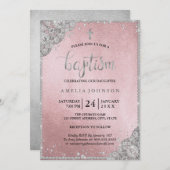 シルバーバラ金ゴールドダイヤモンドレースクロスバプテスマ 招待状 (正面/裏面)