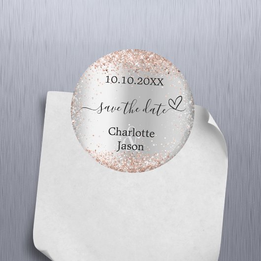 シルバーバラ金ゴールドハートボーホウェディング日付を保存 マグネット