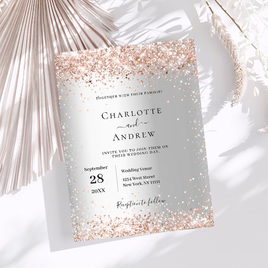 シルバーバラ金ゴールドフォーマル予算結婚式招待状