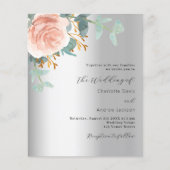 シルバーバラ金ゴールドフローラ予算結婚式招待状 (正面)