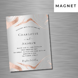 シルバーバラ金ゴールドマーブル結婚ラグジュアリーズ マグネット招待状