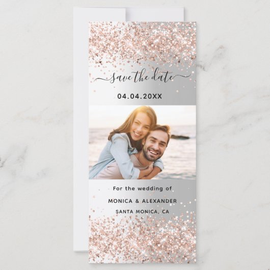 シルバーバラ金ゴールド写真の結婚式の日付を保存 (正面)