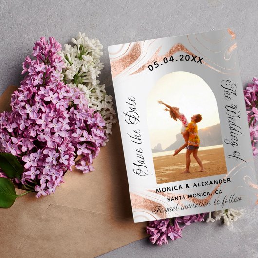 シルバーバラ金ゴールド写真結婚式の日付を保存 セーブザデート