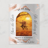 シルバーバラ金ゴールド写真結婚式の日付を保存 案内ポストカード (正面)